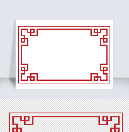 红色中式边框中国风边框元素图片