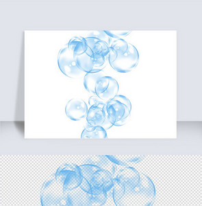 逼真高清透明蓝色泡泡漂浮元素图片