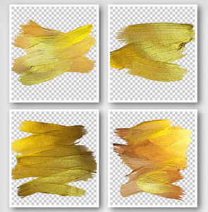 新中式金色颜料笔刷艺术笔触质感设计素材图片