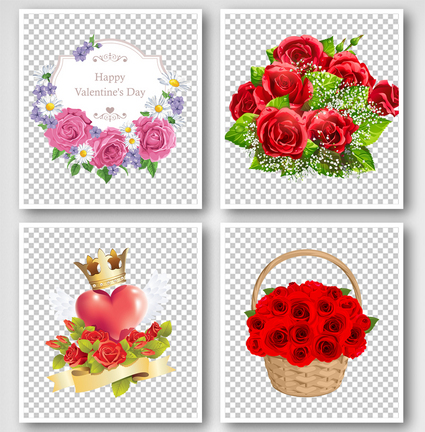 美丽清新彩色玫瑰花装饰元素图片