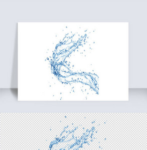 写实蓝色挥洒的水花浪花免抠元素图片