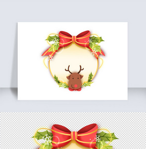 圣诞驯鹿圆型标签边框图片