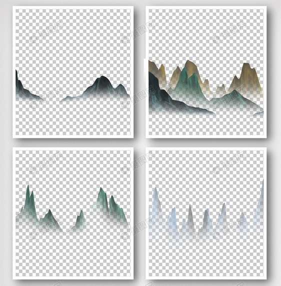 水墨山水山峰中式中国风元素图片