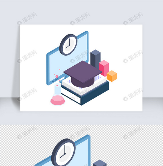 立体风在线培训教育元素图片