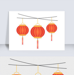 新年春节喜庆红色灯笼矢量元素图片