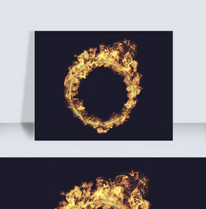 写实高清燃烧的金黄火焰火圈元素图片