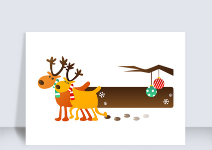 唯美小清新圣诞节可爱小驯鹿对话款原创矢量元素高清图片