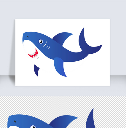 蓝色卡通海洋生物鲨鱼图片