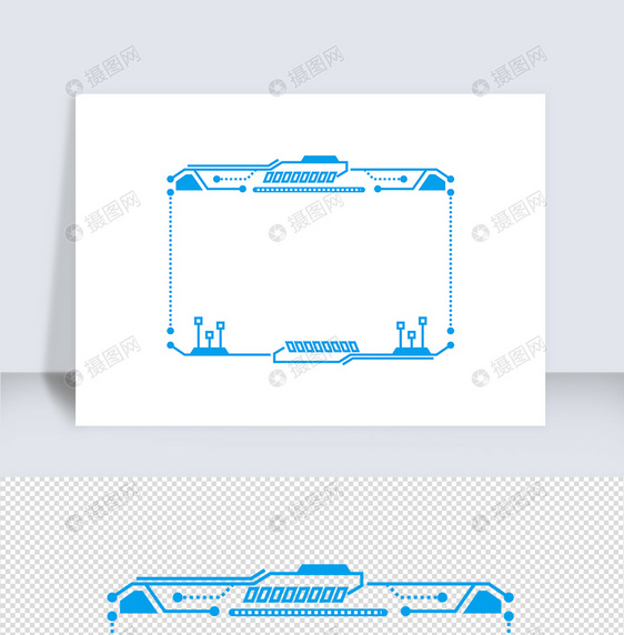 科技蓝色方边框矢量元素图片