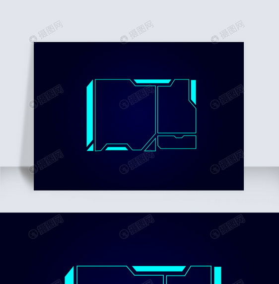 蓝色科技边框元素素材图片