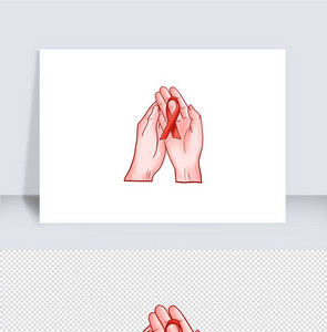 艾滋病日手拿红色丝带元素图片