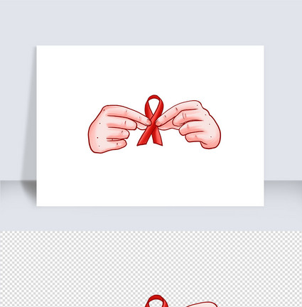 手拿红色丝带艾滋病日元素图片