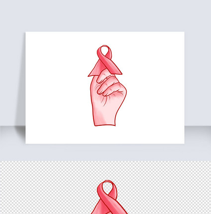 手拿红色丝带关爱艾滋病人元素图片