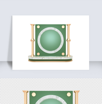 绿色清新立体C4D几何底座元素图片