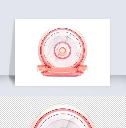 粉色立体几何清新C4D底座素材图片