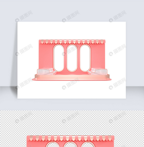 粉色立体C4D几何场景元素图片