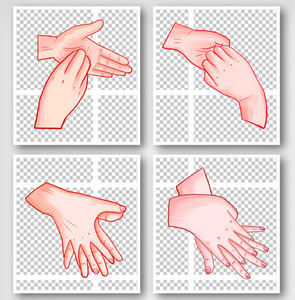 手绘疫情期间正确洗手步骤姿势卡通手元素图片