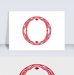 中式红色圆形边框矢量元素（十三）图片