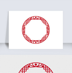 中式红色圆形边框矢量元素（二十九）图片