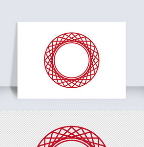 中式红色圆形边框矢量元素图片