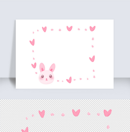 手绘卡通可爱兔子装饰对话框图片