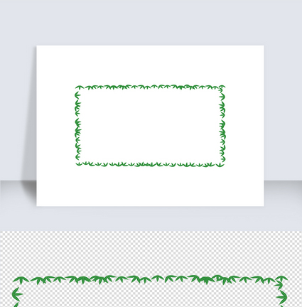 卡通手绘夏日竹叶花纹边框元素图片