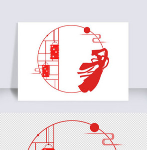 中国风嫦娥奔月剪影红色边框图片