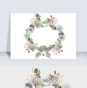 卡通手绘水彩植物花朵婚礼背景花圈花框图片
