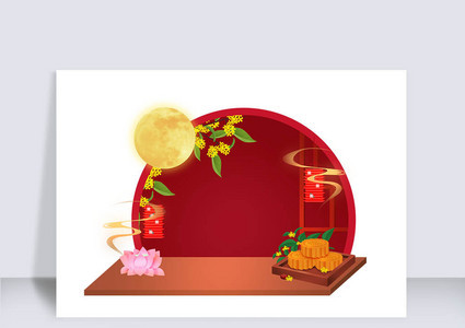 唯美中国风中秋节边框气泡框高清图片