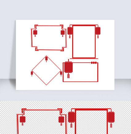 中国风简约灯笼装饰边框图片