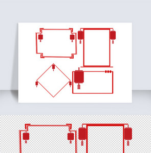 中国风简约灯笼装饰边框图片