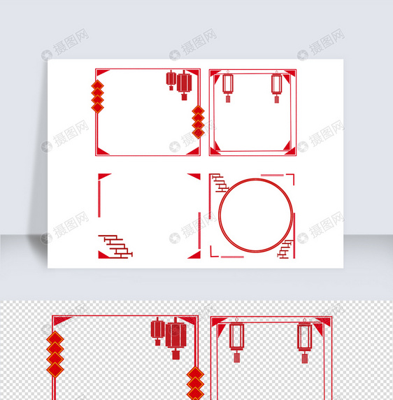 中国风红色简约边框图片