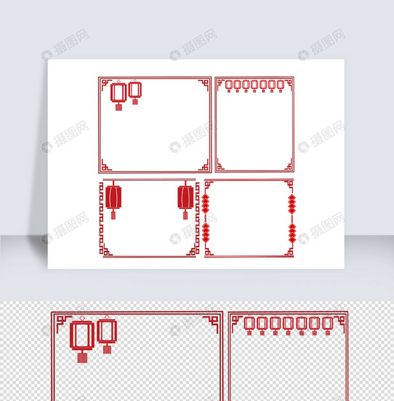 中国风红色庆祝对话框边框图片