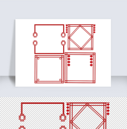 红色简约中国风边框图片
