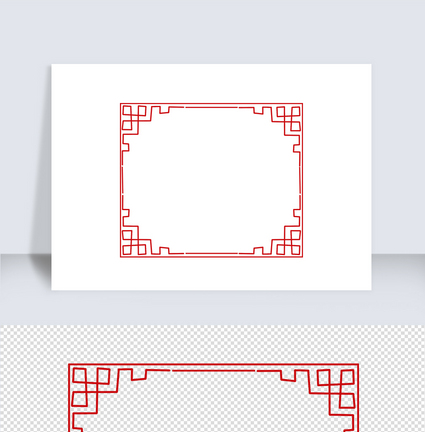 红色中国风边框对话框图片