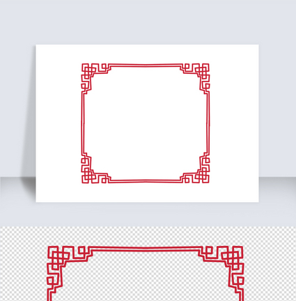 红色简约中国风边框图片