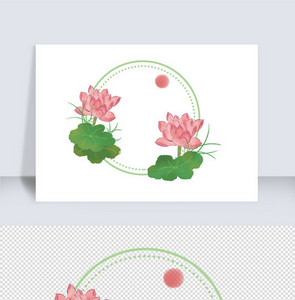 粉色荷花中国风装饰类文本框边框图片