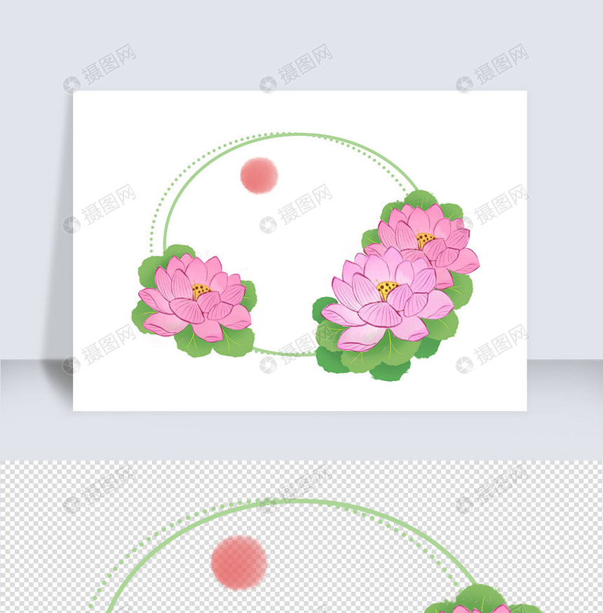 粉紫色中国风夏天荷花边框文本框图片