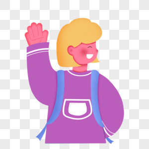 学生笑容打招呼的女孩素材