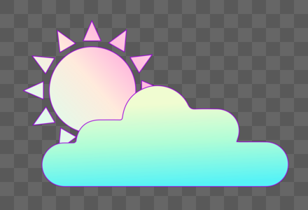太阳云朵酸性设计小图标图片