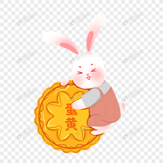 兔子抱着月饼图片