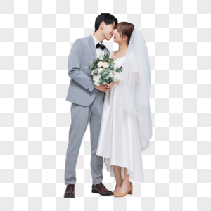 韩系恩爱情侣穿婚服形象高清图片