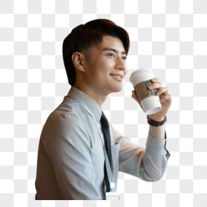 商务男性喝咖啡形象图片