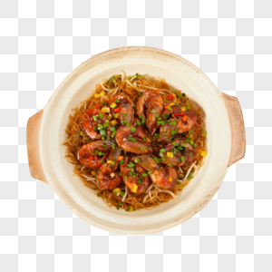 黑胡椒鲜虾粉丝煲高清图片