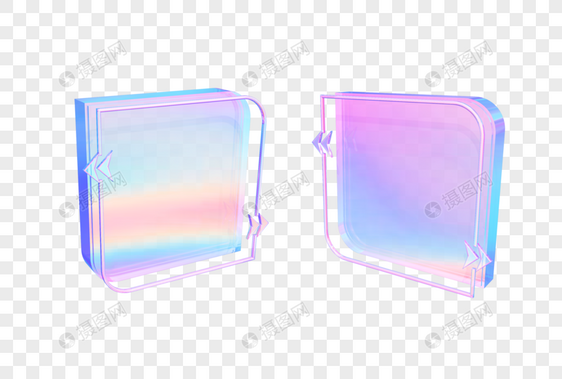 创意C4D酸性透明玻璃镭射边框图片