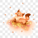 小动物狐狸秋天红叶图片