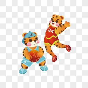 篮球老虎元素矢量图卡通手绘创意趣味免抠图片素材