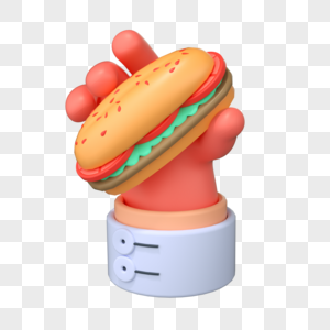 C4D立体3D食物汉堡手势黏土图片