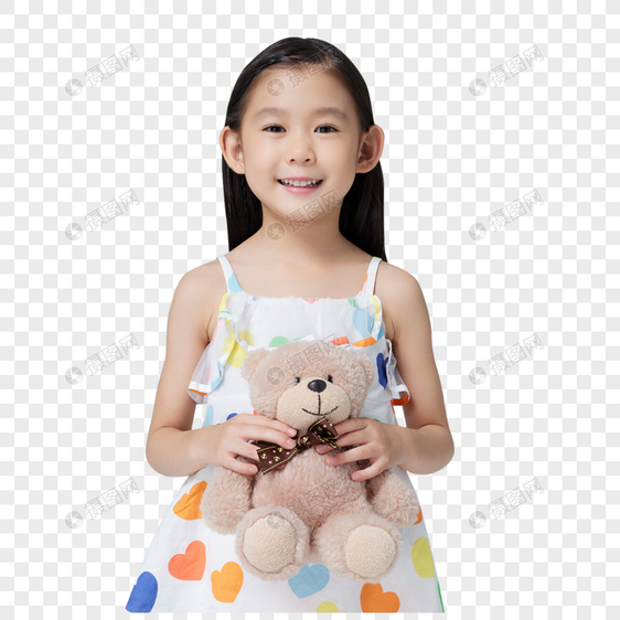 可爱小女孩抱着小熊玩偶图片