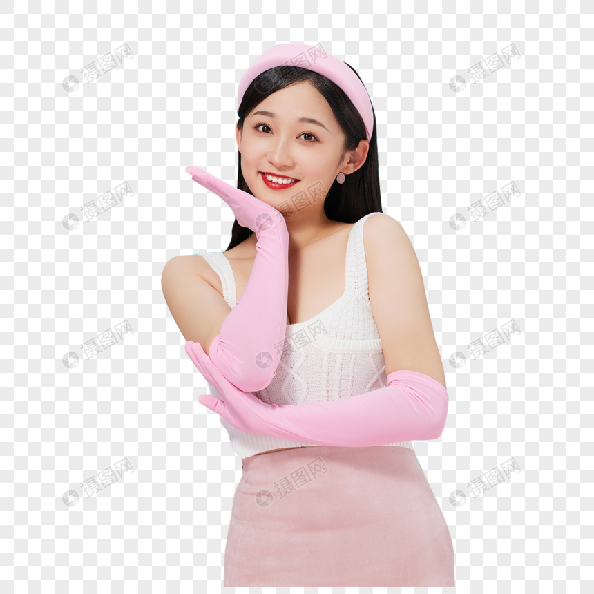 青春活力小清新美女托下巴